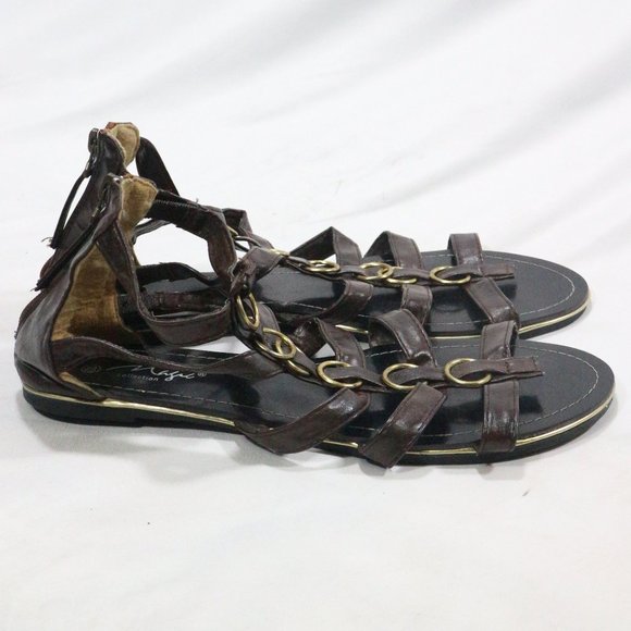 Magic Collection Shoes - Magic Collection Dark Brown Strappy Sandals